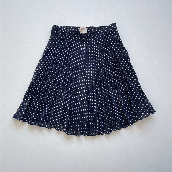 Vintage 90's ESPRIT Polkadot Accordion Skirt / Sz M Navy Pleated Sheer Coquette - Picture 1 of 7